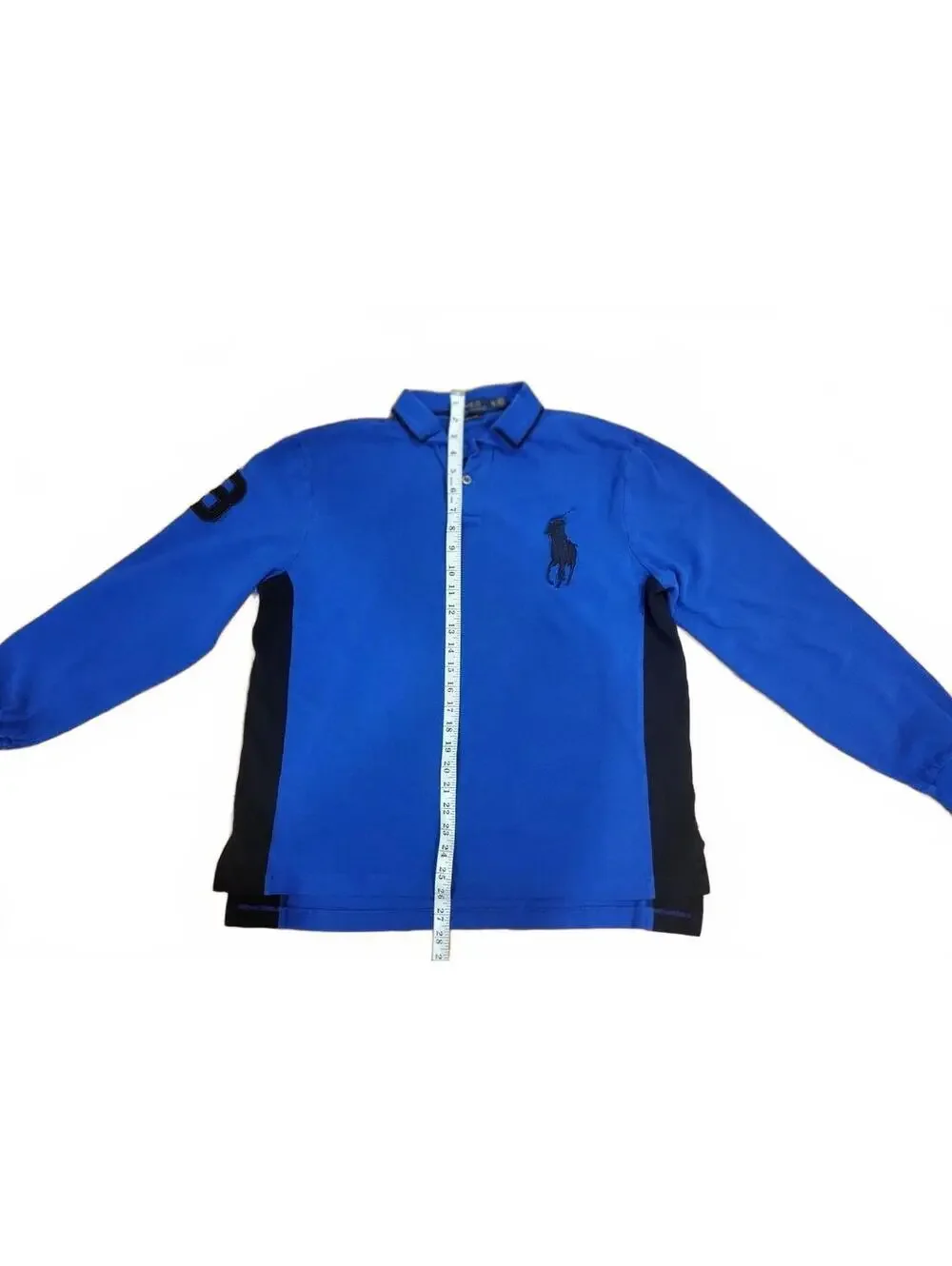 Polo Ralph Lauren Big Pony Custom Fit Long Sleeve Polo Shirt Blue Black XL-67